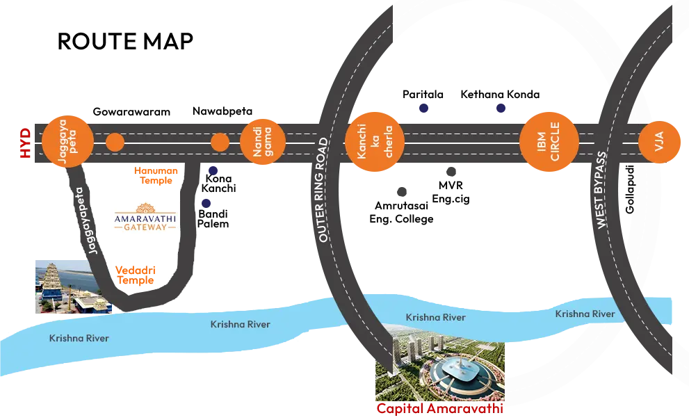Amaravathi Gateway Route Map